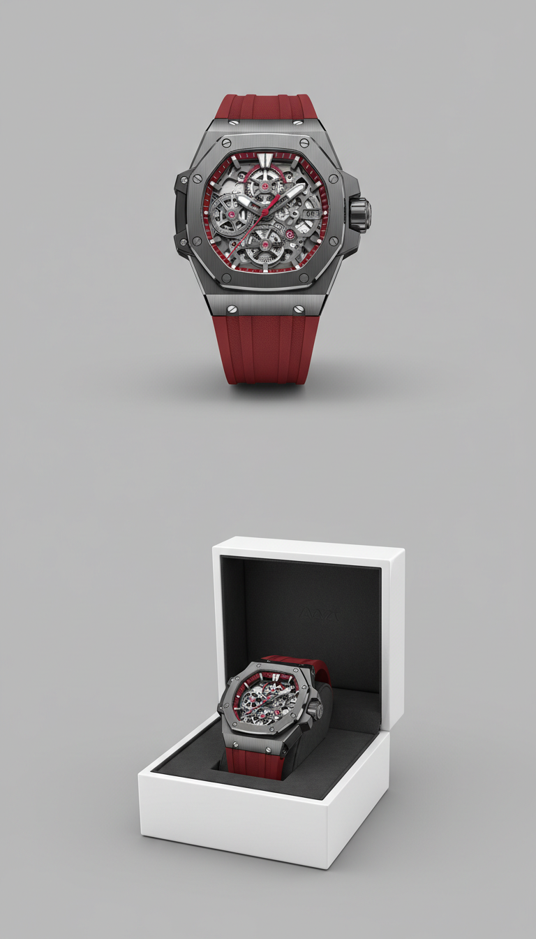 Red Skeleton Stainless Steel Watch