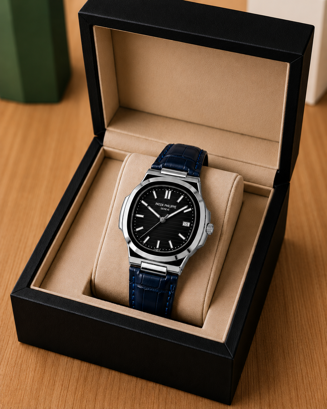 Patek philippe with alligator leather strap.