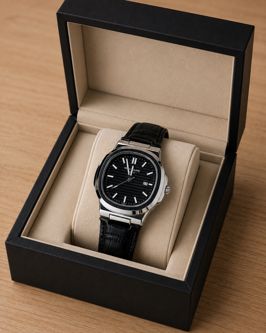 Patek philippe with alligator leather strap.