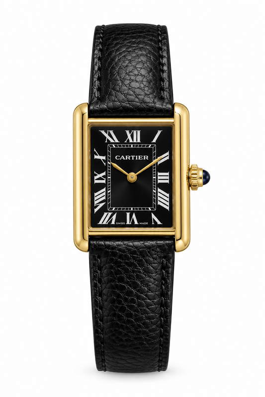 Cartier Tank Solo With Grained Calfskin Leather strap.