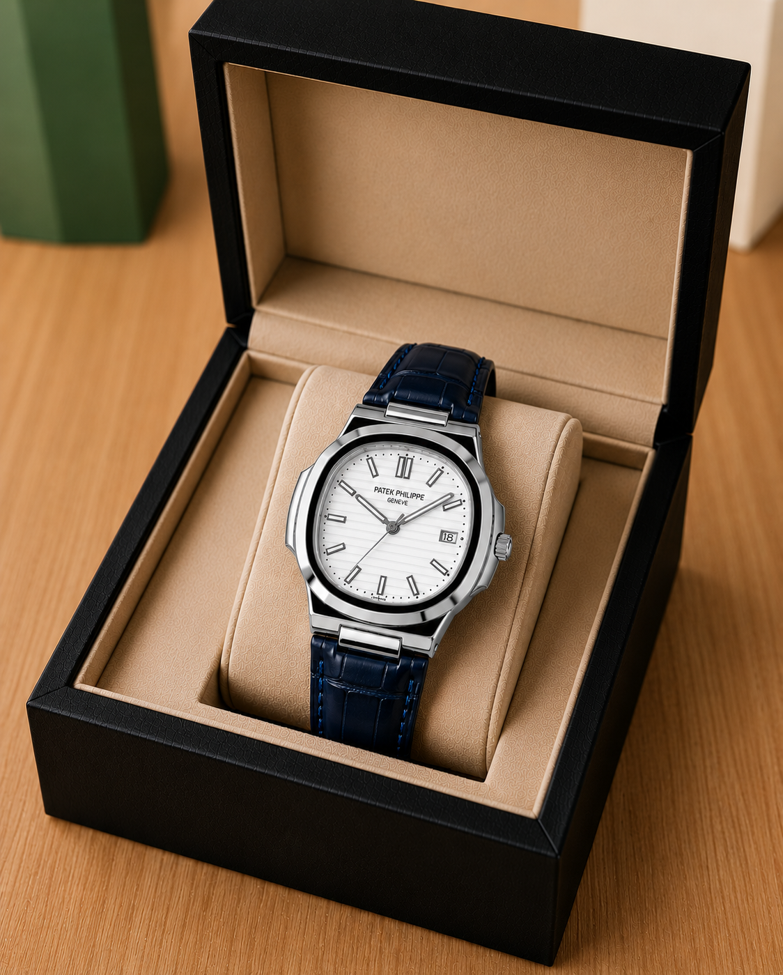 Patek philippe with alligator leather strap.