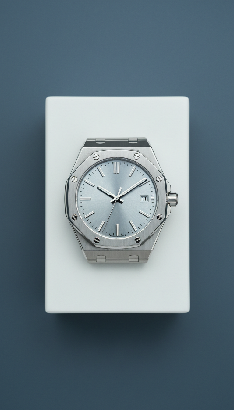 Architectural silver sapphire crystal watch