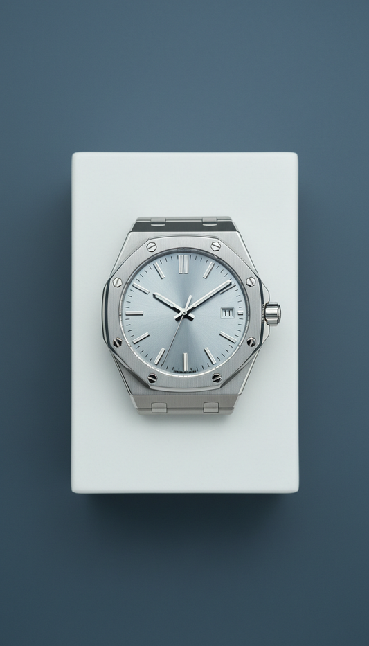 Architectural silver sapphire crystal watch