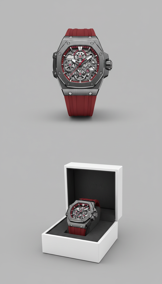 Red Skeleton Stainless Steel Watch