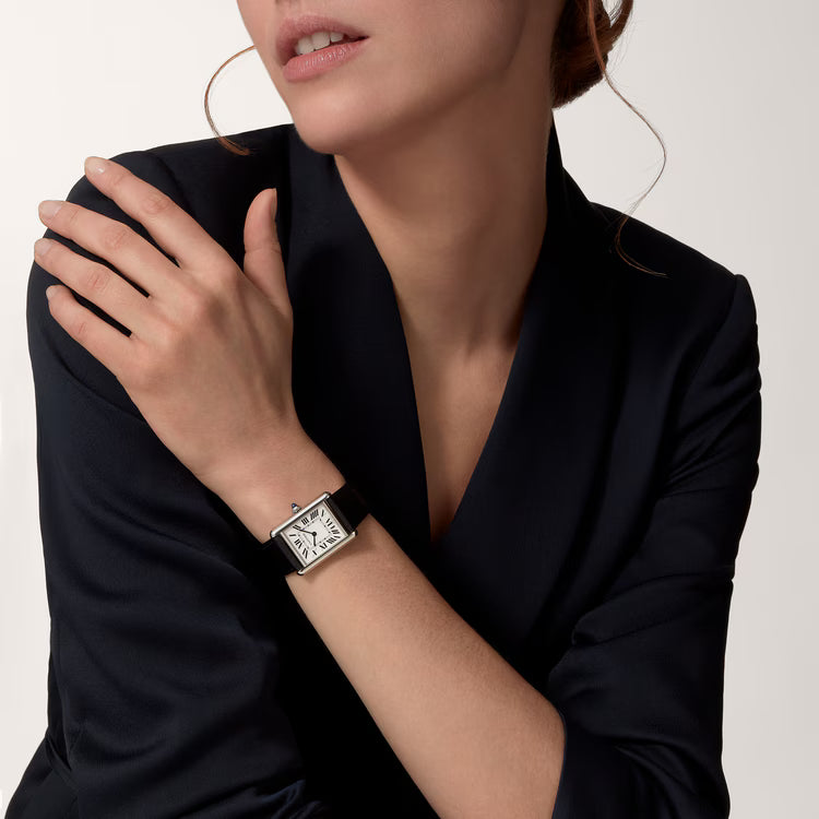 Cartier Tank Solo With Grained Calfskin Leather strap.