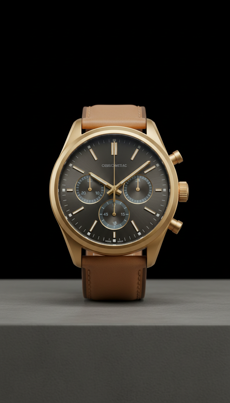 Satin gold chronograph watch