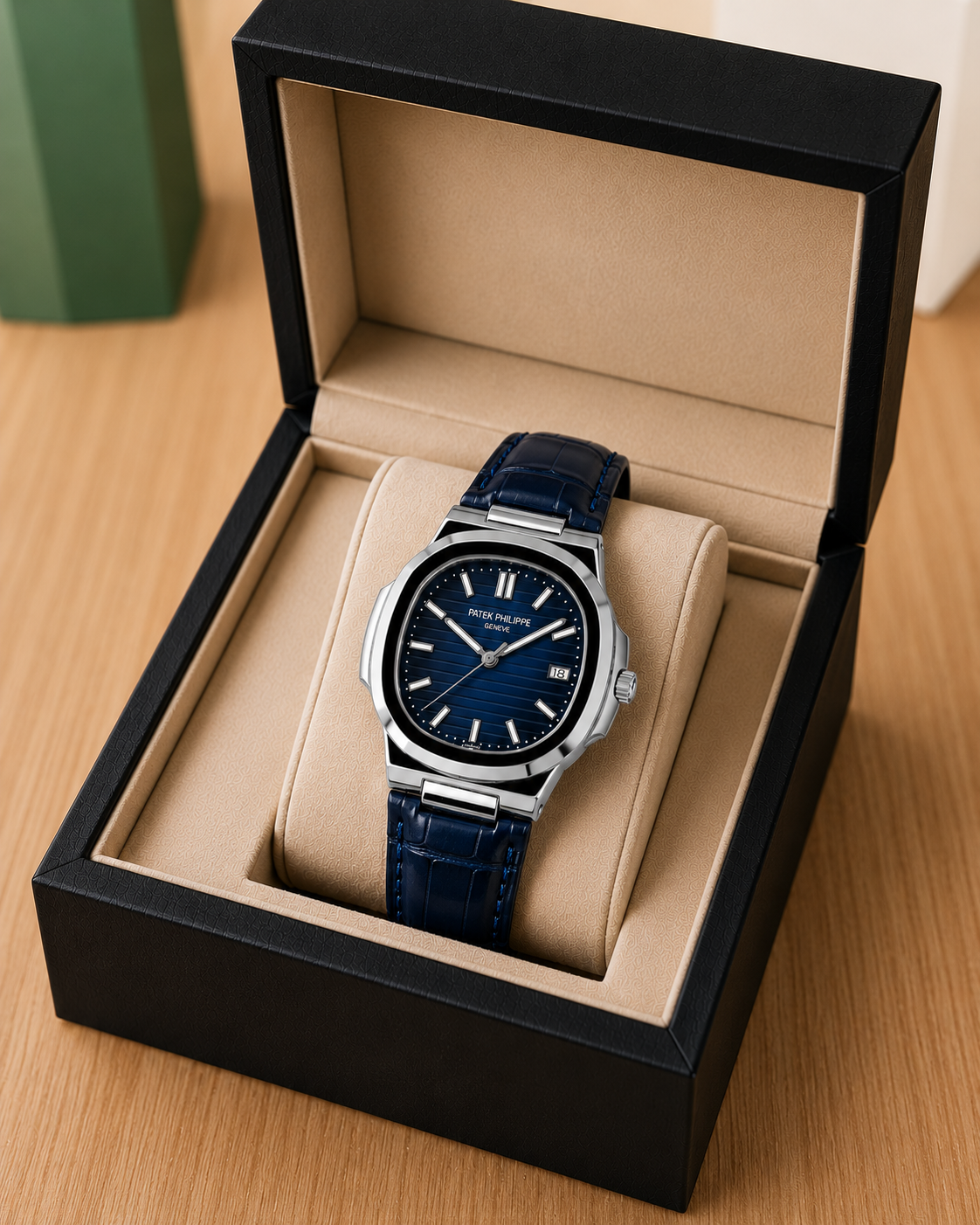 Patek philippe with alligator leather strap.