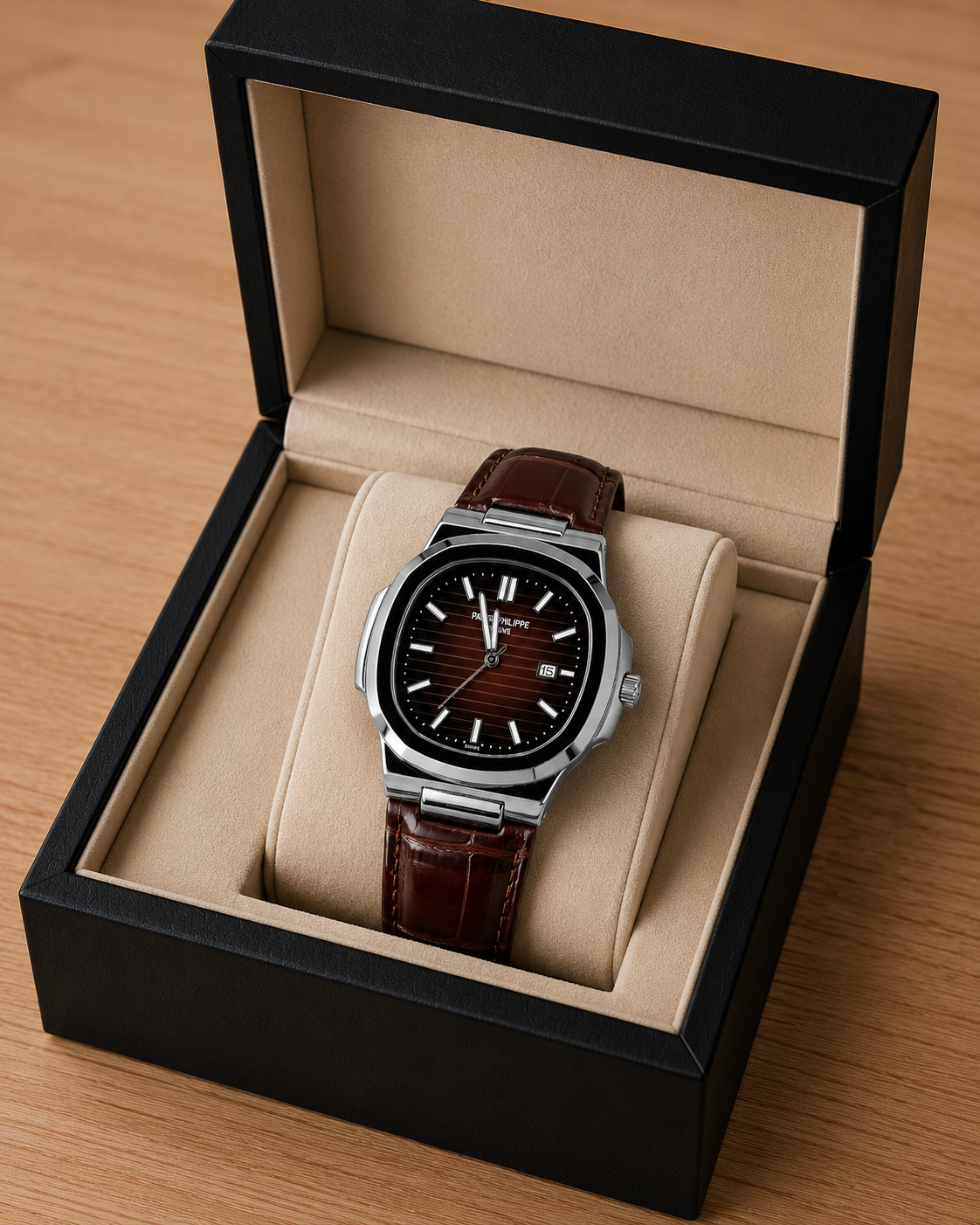 Patek philippe with alligator leather strap.
