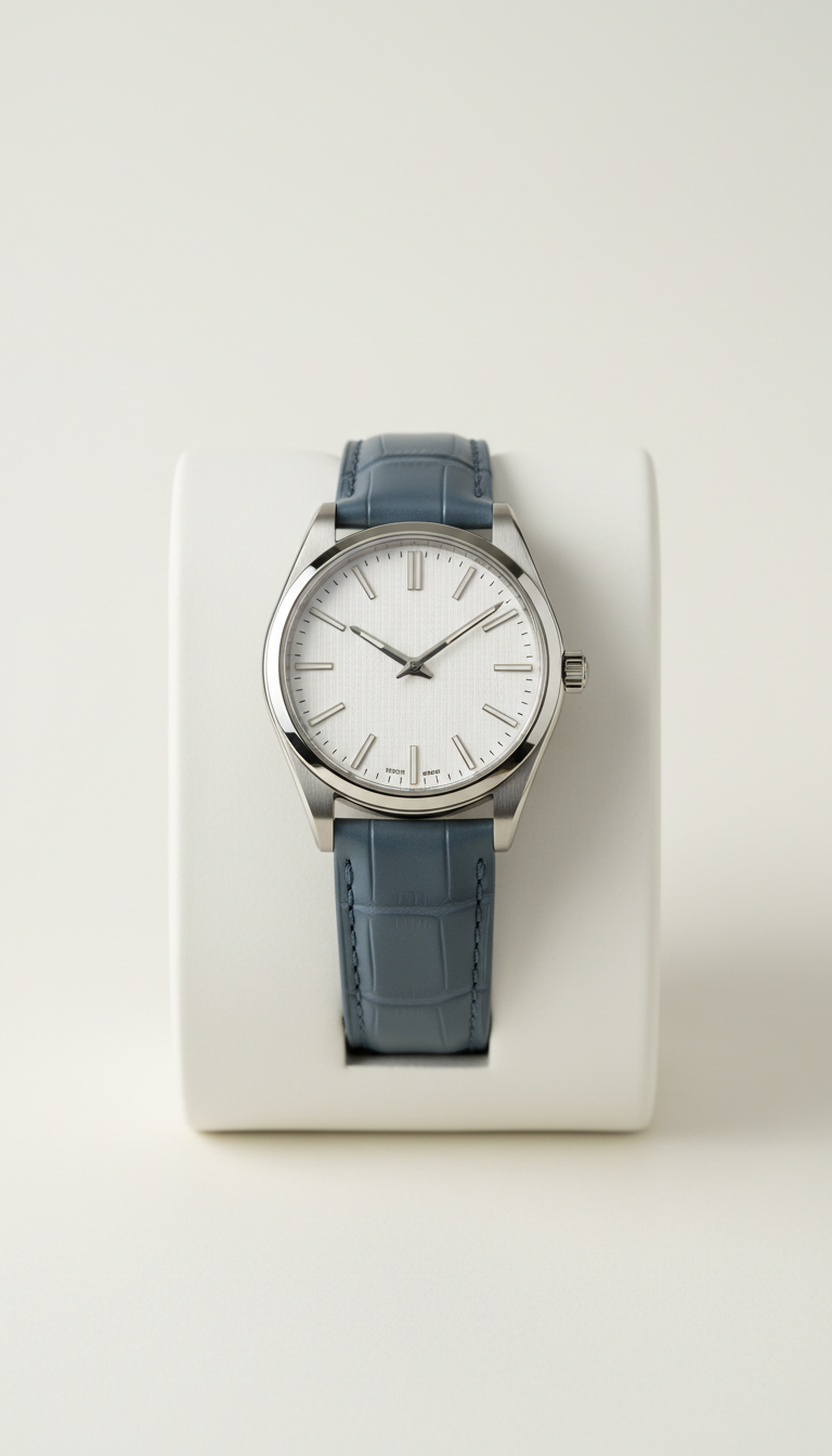 Slate blue-grey crocodile strap watch