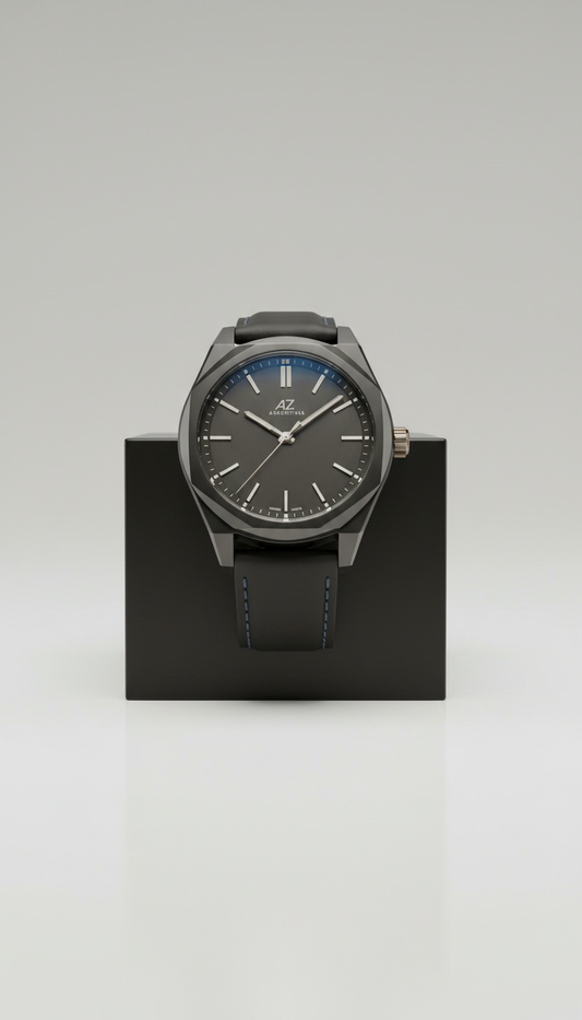 Matte black Swiss movement watch