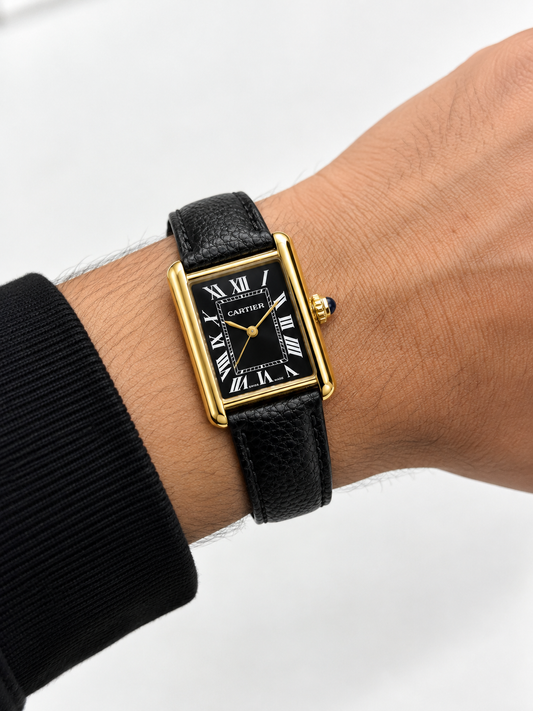 Cartier Tank Solo With Grained Calfskin Leather strap.