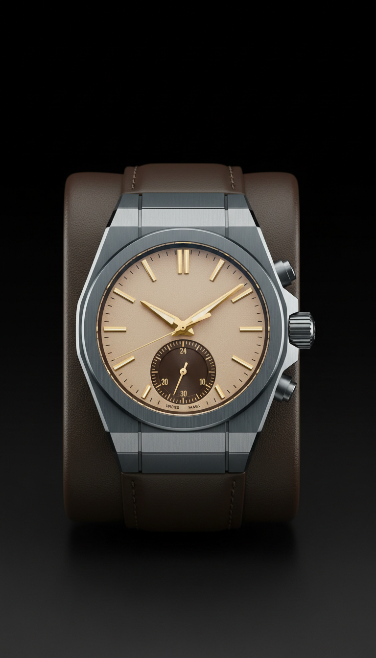 Titanium dual-time automatic watch