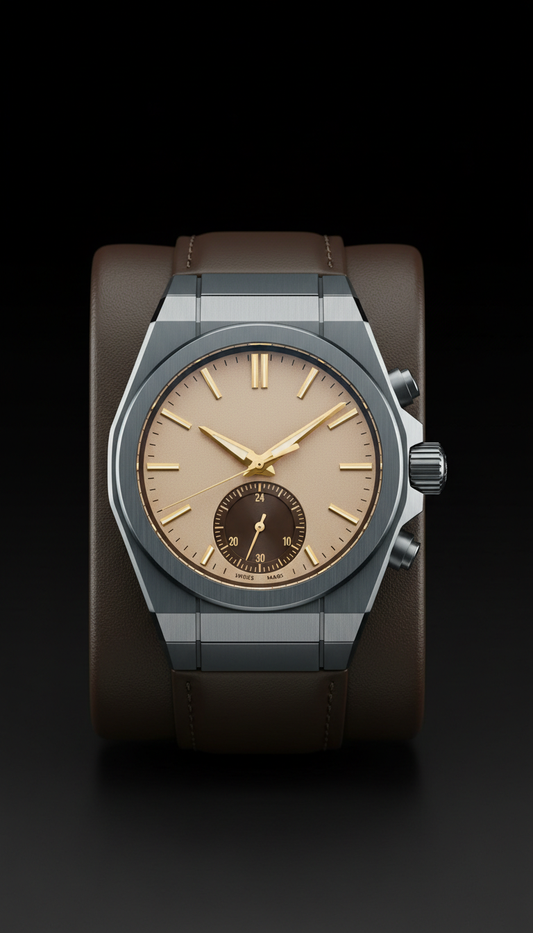 Titanium dual-time automatic watch